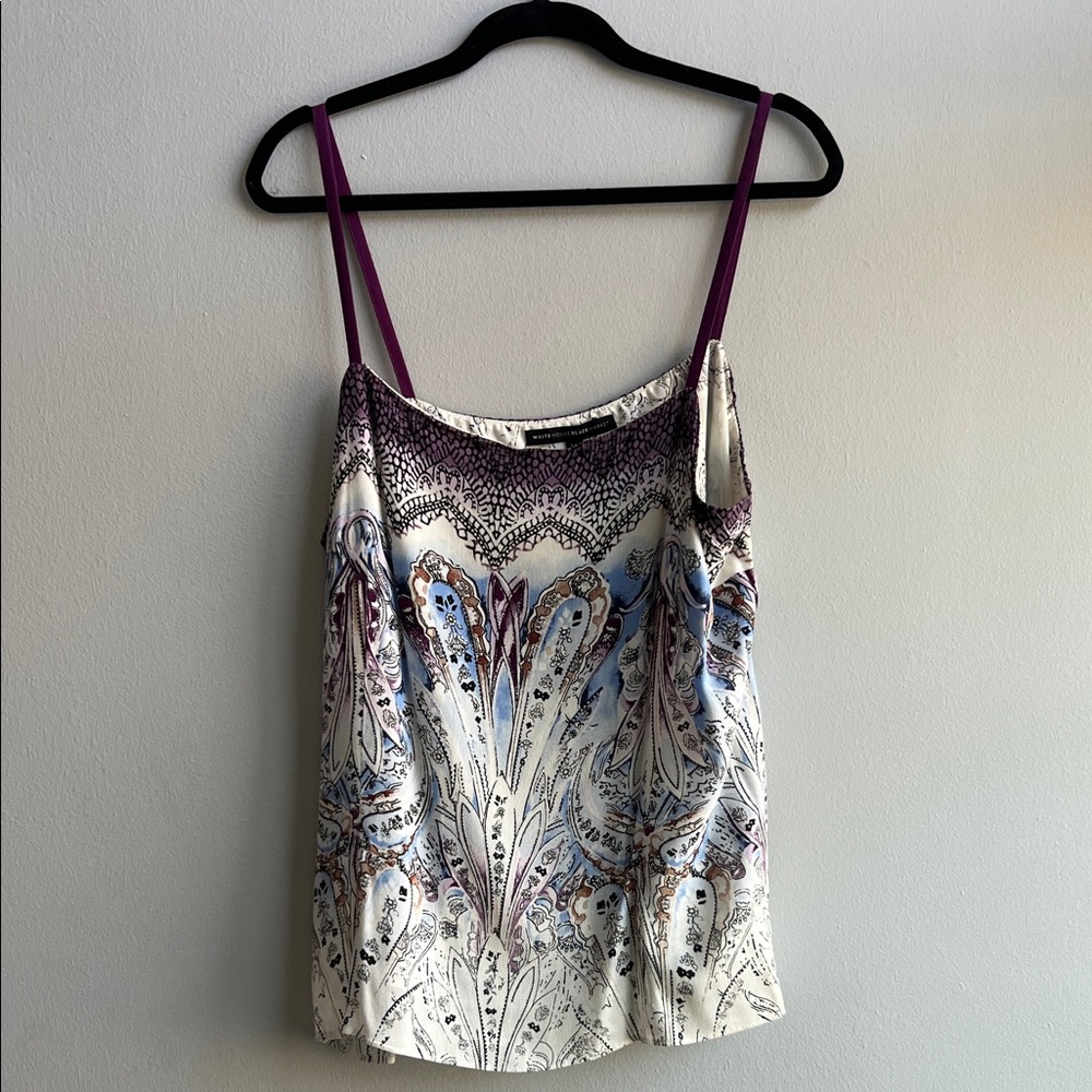 White House Black Market Purple and Cream Camisole
